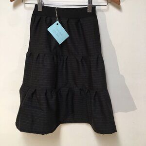 Skirt 100% Wool‎ Girls 2/3 Maxi Black Stripe Ruffle Tiered Mom and Pop's Kids